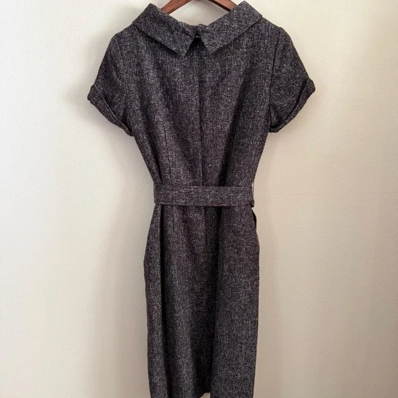 Banana Republic Brown Tweed Belted Sheath Dress Size 10 - Picture 6 of 10